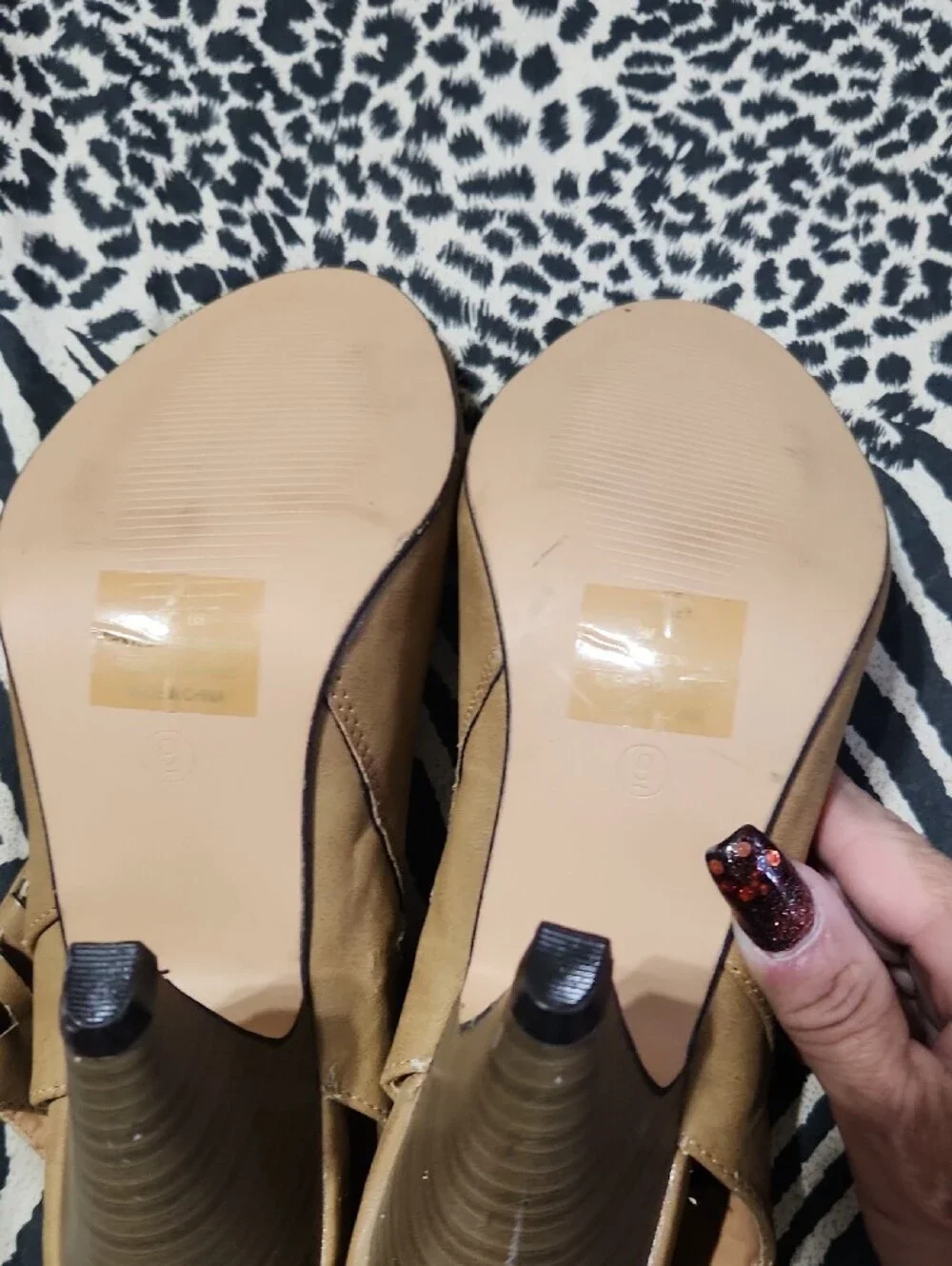 Charles Albert Tan Strappy Cutout Heeled Sandals